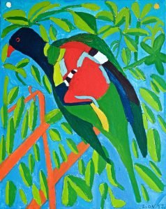 Rainbow Lorikeet acrylic on canvas painting 51cm x 41cm painted in 2019